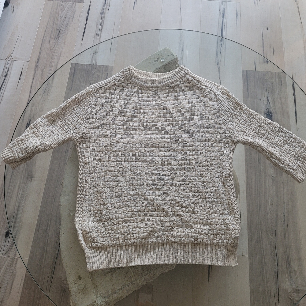 Zara knit beige quarter sleeve sweater